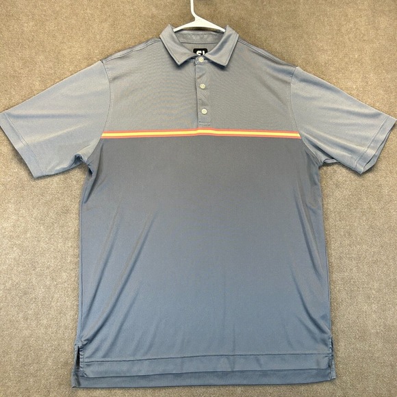 FootJoy Jacquard Top Colorblock Polo Shirt Men's Large Gray Short Sleeve Golf - Picture 1 of 10